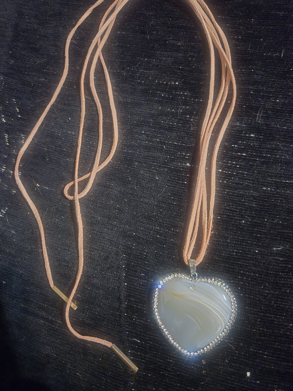 Heart Agate Pendant Necklace in Blush Pink